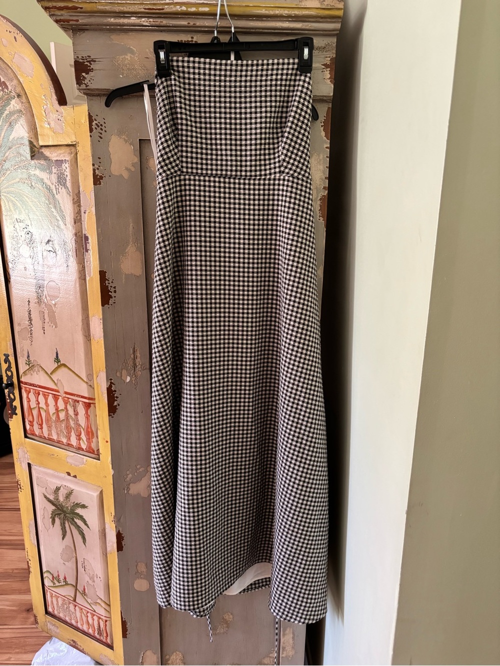 Black and White Gingham A-Line Maxi Dress
